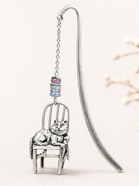 Cat Bookmark Gift, Silver Cat Charm, Book Lover Gift, Cute Reader
